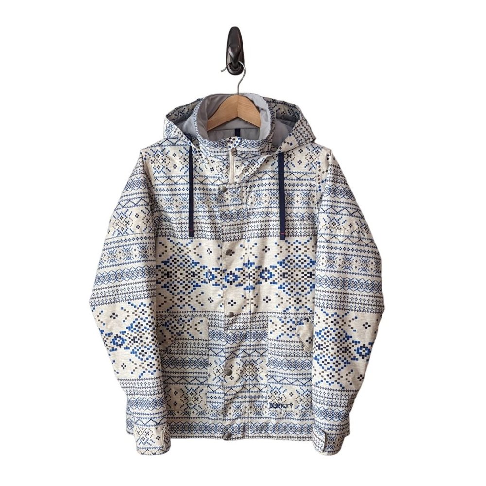 Burton White and Navy Patterned Ski Jacket